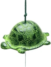 Japanese Furin Wind Chime Bell Nambu Cast Iron KAME Green Turtle Made in Japan