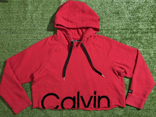 Calvin Klein Performance Activewear Women  s Red Crop Hoodie Sweatshirt