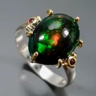 Jewellery A+ 4 ct+ Natural Black Opal Ring 925 Sterling Silver Size 9 /R462845