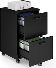 Filing Cabinet Rolling Wood 2-Drawer File Cabinets with Printer Stand and Wheels