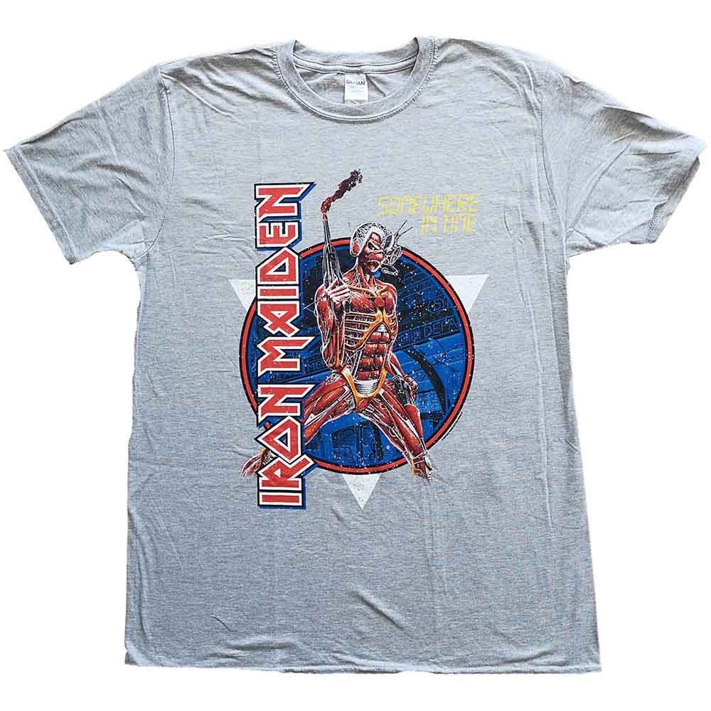Camiseta Iron Maiden Somewhere in Time Logo Banda Nueva Oficial Para Hombre Gris M