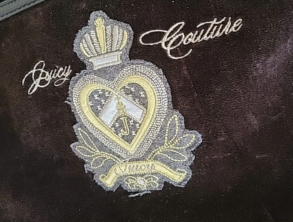 Bolso Mensajero para Computadora Portátil Y2K Juicy Couture De Colección Terciopelo Marrón Foto 2 de 4