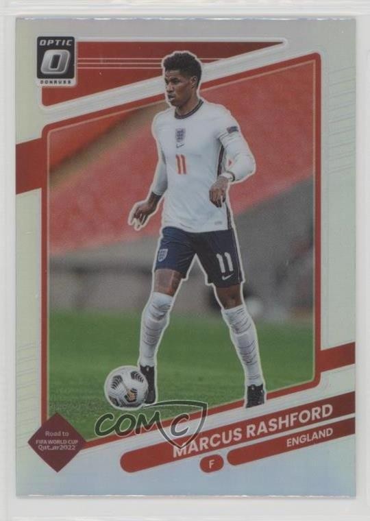 2021-22 Panini Donruss Road to Qatar Optic Holo Prizm Marcus Rashford #55 m1u