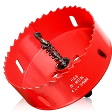 Hole Saw 4 1/8” (105mm) for Wood and Plastic, HSS Bi-Metal Hole Cutter Core Dril