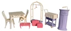 Vtg Barbie Grand Hotel Lot 2001 Luggage Carrier Cart Table Chairs Podium Hanger+