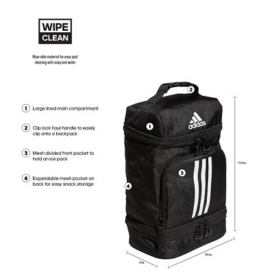 adidas backpack with insulated pocket Adidas Backpack Insulated Lunch Bag Black White Recycled Material Easy  Clean