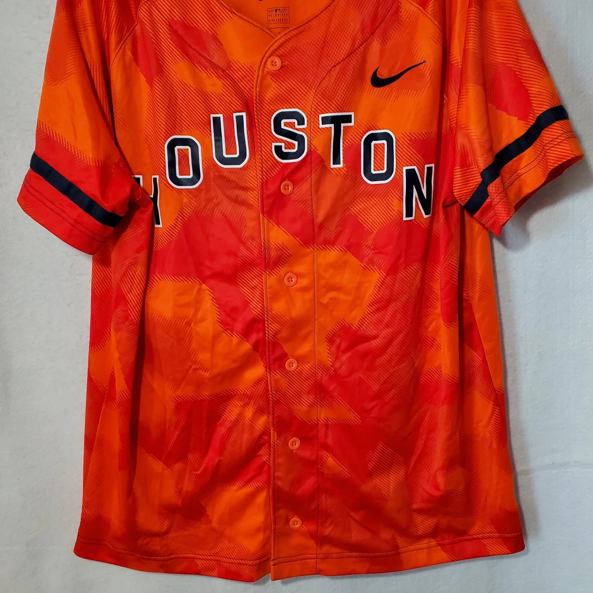 1980s Houston Astros Blank Authentic Orange Rainbow Jersey L Sand