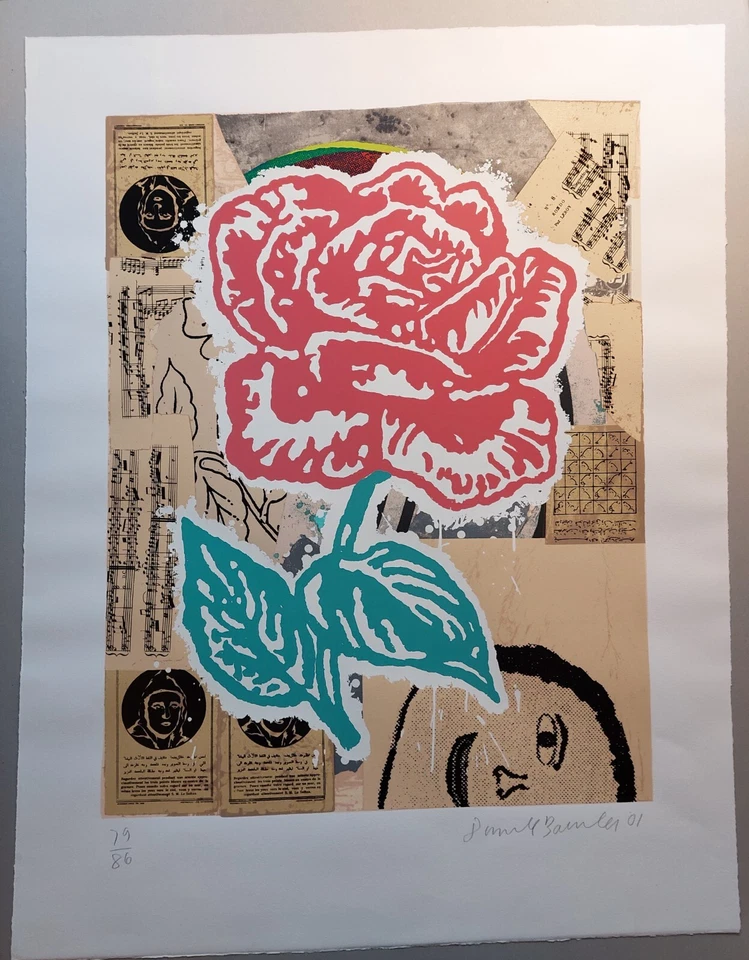 Serigrafia assinada por Donald BAECHLER "Flor", 2001. Impressão original por Baechler - Imagem 2 de 4