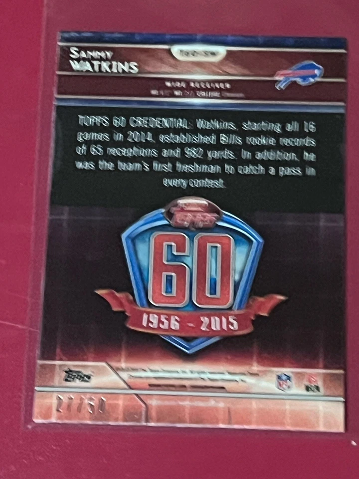 2015 Topps Chrome Mini /50 60th Anniv. Refractors Sammy Watkins #T60SW Bills  - Image 2 of 2