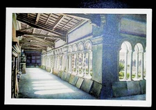 CHOISTER BASILICA SAN PAOLO ROME - POSTCARD 1938 AUGUST VALUE ISOLATED 20c.