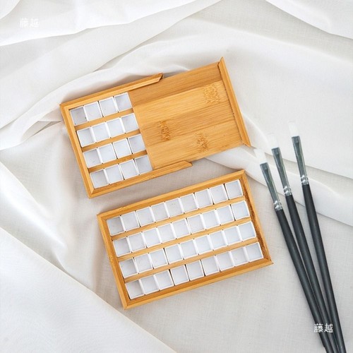 Wood Watercolor Palette Empty Bamboo Paint Storage Box Painting Art Supplies - Picture 7 of 16