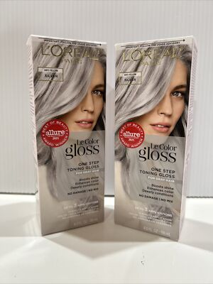Two L'Oreal Le Color Gloss One Step Toning Gloss  For Gray Hair SILVER