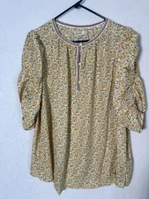 Max Studio Floral Top Plus Size 2X Summer Short Sleeve Blouse Work Office NEW