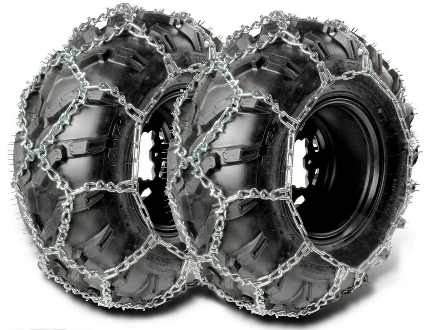 2 DIAMOND V BAR ATV UTV TIRE SNOW CHAINS SET 26X12X12 26X10X14 26X11X14