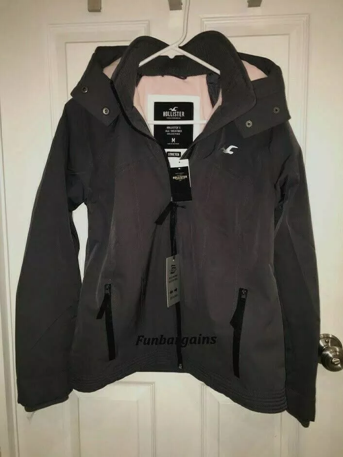 NWT Hollister Women's All Weather Collection Fleece Lined Jacket Grey M  Medium