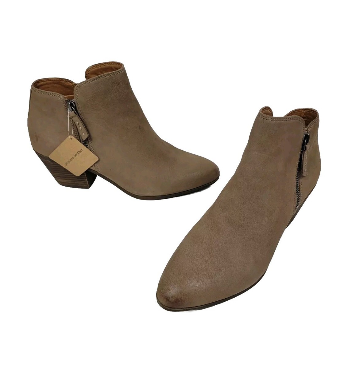 Frye Womens Brown Leather Judith Double Zip Heel Block Ankle Booties Size  10 New