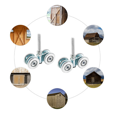 2X Universal Double Wheel Rail Hanging Trolley Barn Door Track Rollers Steel New