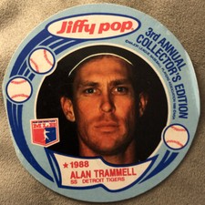 1988 Jiffy Pop Alan Trammell Baseball Card #16 Of 20 Tigers Low-Grade