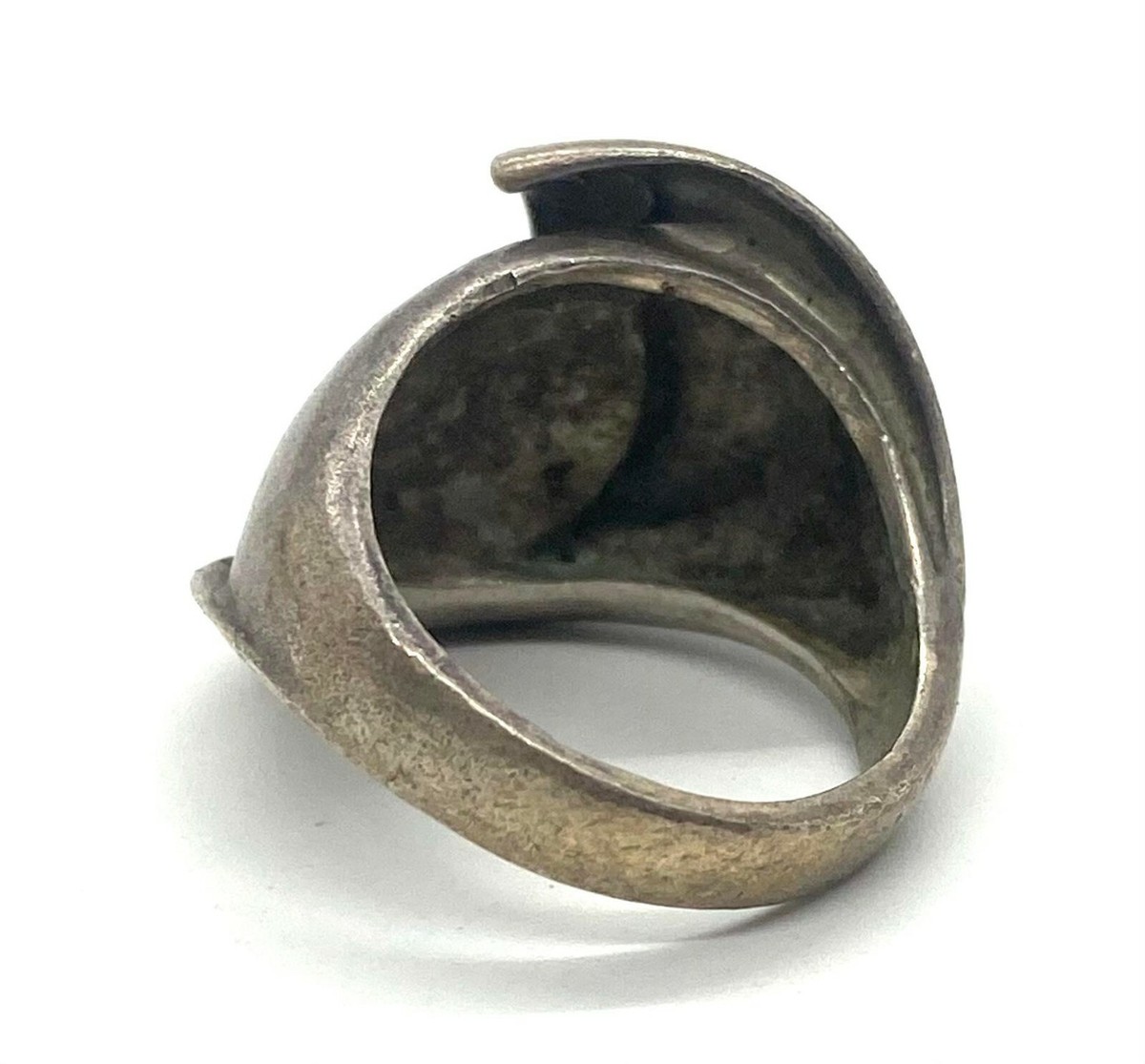 Men's Sterling Silver Statement Art Sculpture Ring Vintage Unpolished Size 6 View 3