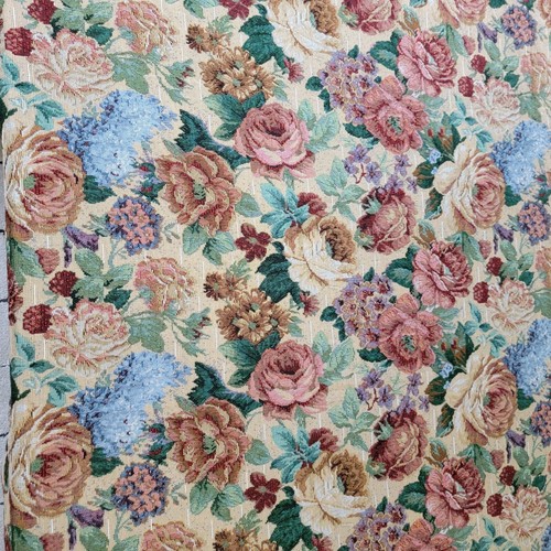 VTG 3.3 Yards Woven Floral Multicolor Upholstery Victorian Tapestry Fabric - Picture 10 of 18