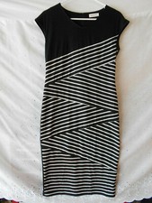 Favolook Womans Black And White Striped Dress Size S