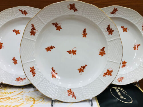 HEREND ORANGE GRAPE PATTERN DINNER PLATES,5 pieces,nice used cond. from 1930s - Picture 3 of 5