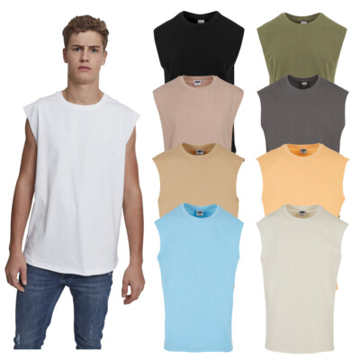 UrbanClassics Sleeveless Ärmellos Open Edge Tee Sport T-Shirt Rundhals Training