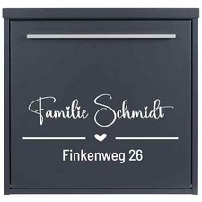 Briefkasten Namensschild mit Herz "Familie + Name" - Namens Aufkleber - Schild