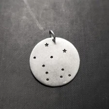 Libra Zodiac Astrological Sign Pendant - Handmade Sterling Silver Amulet