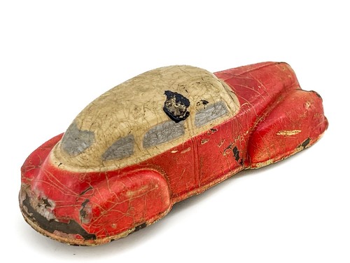 Vtg Sun Rubber Co. S500R Red/White Toy Car Diecast Toy Cars Man Cave Auburn ASIS - Picture 8 of 16