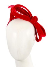 Red hand made velvet bow spring racing fascinator by Max Alexander AU Seller