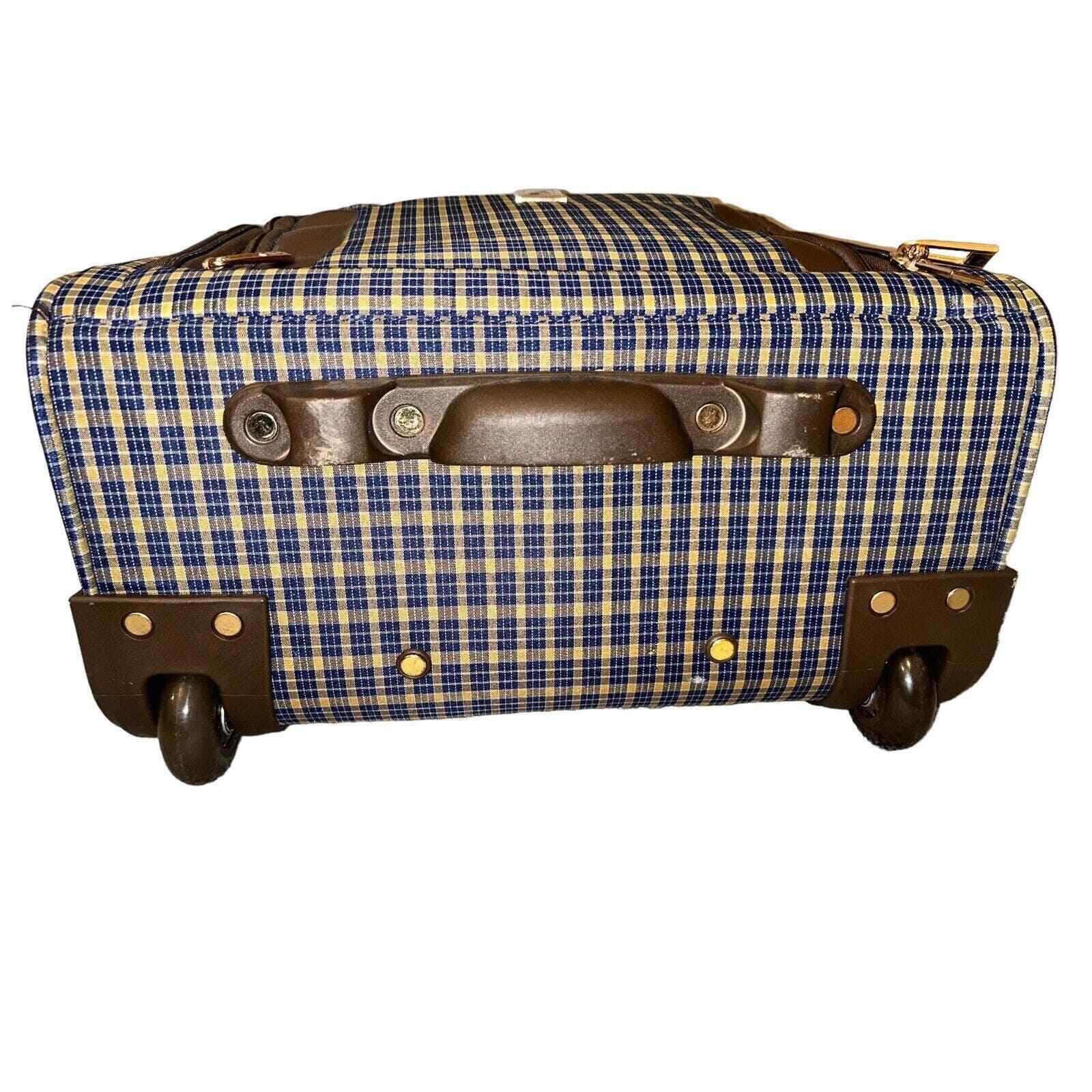 London Fog Kensington 15 Inch Cabin Bag 2 Wheel Light Weight Navy Window Pane