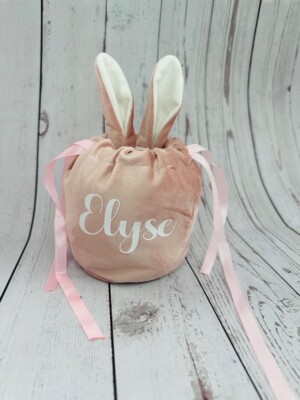 Personalisierte Tasche Osterhase Hase 3D Ohren Beutel Geschenk rosa mädchenhaft