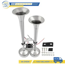 For Truck Car SUV Boat 12V Dual Marine Grade 304 Stainless Steel Trumpet Horn