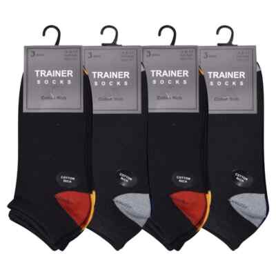 Herren Heal und Toe Farbe Trainer Sport Training Socken 3 Paar 6-11 UK