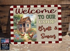 Personalized Welcome To Our Coop "Your Name" Farmhouse Chicken 9"x12" Metal SIGN