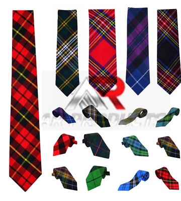 Men's Scottish Neck Ties For Kilt Various Clan Tartan Acrylic Wool Necktie AAR 