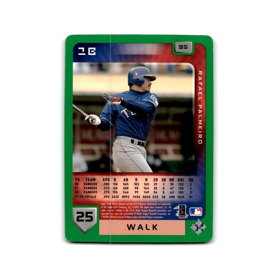 2003 Upper Deck Victory Tier 1 Green Rafael Palmeiro Rangers #95 - Image 2 of 3