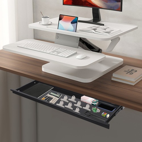 Slide Out Under Desk Keyboard Tray Shelf Space Saver Sliding Pull-out Drawer - Picture 6 of 23