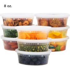 8oz Small Round Plastic Deli Containers with Lids - BPA Free (24 Set)