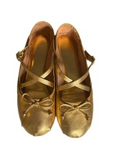 Sam Edelman Zuri Gold Ballet Flats Strappy Bow Metallic Womens Size 6M