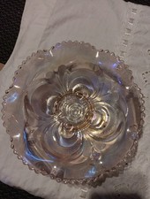 VTG Imperial  pink carnival glass scroll bead...