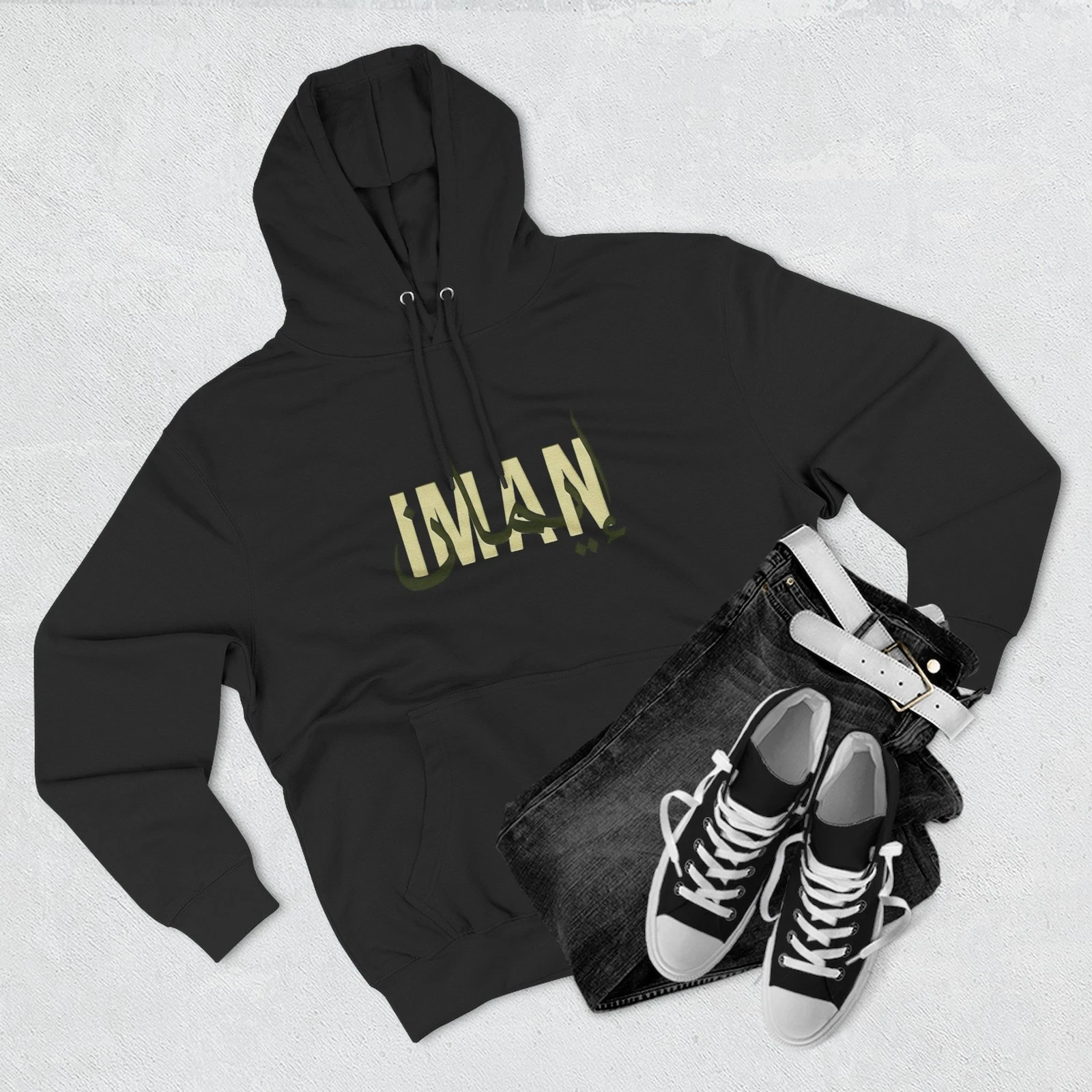 إيمان Arabic calligraphy Hoodie | Faith script, minimalist design