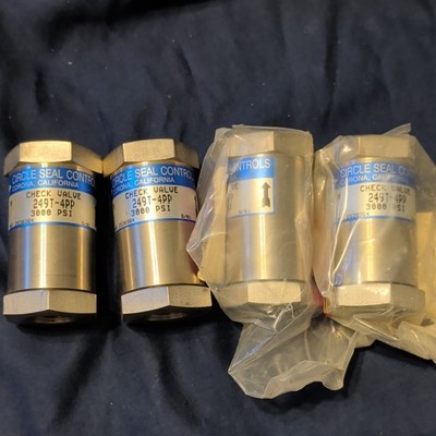 (4) New Circle Seal Controls 249T-4PP Check Valve SS 1/2in 3000 PSI Air