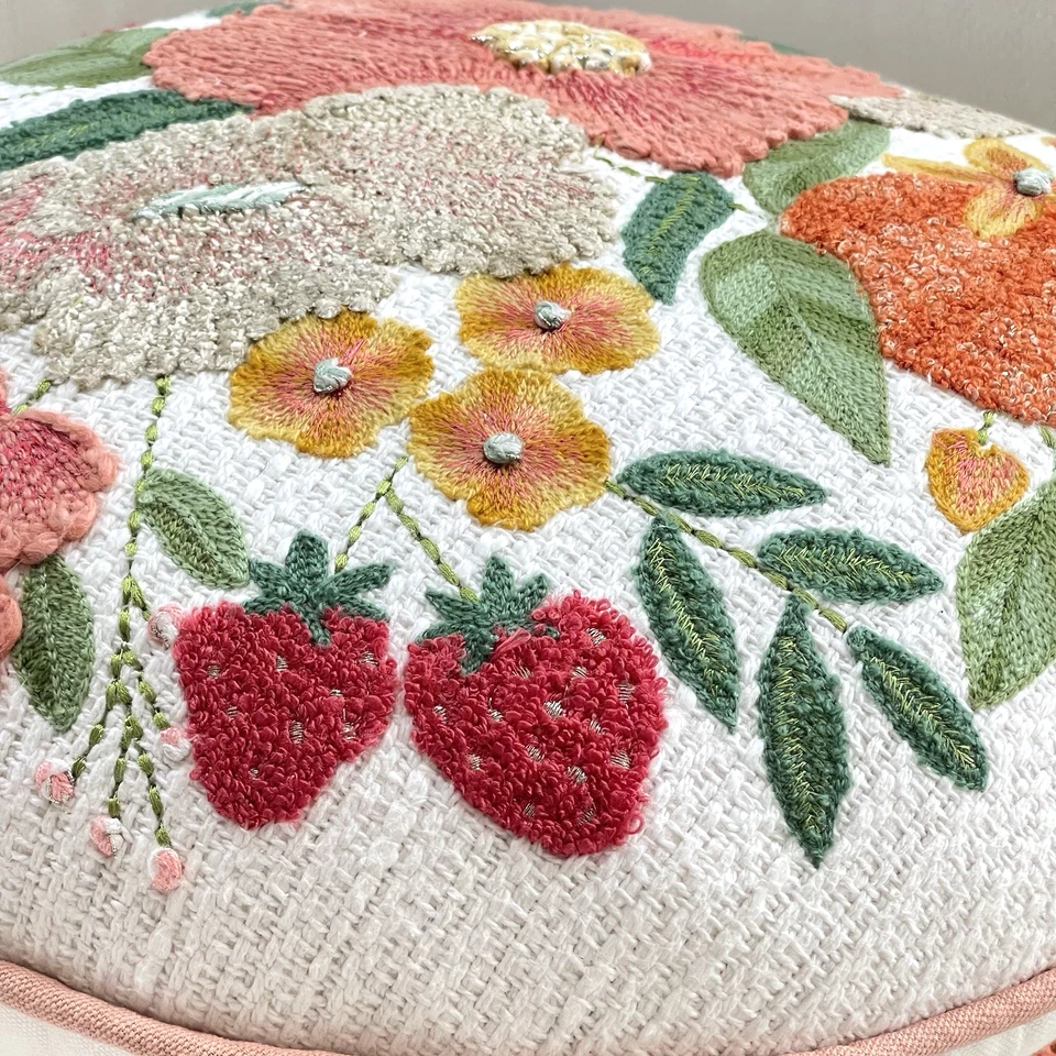 Artistic Accent 100% Cotton Embroidered Flower Summer Decor Boho Pillow Set Of 2 - Image 4 of 4