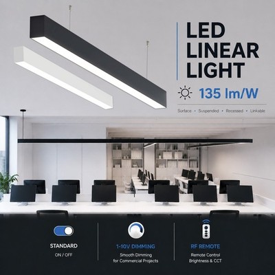 4/5/6/8 Fuß 3 Karat Pendelleuchte LED lineares Licht dimmbar verbindbar moderne Bürobeleuchtung