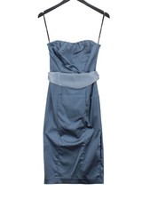 Coast A-Line Midi Dress UK10 in Blue