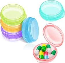 Patelai 6 Packs Small Pill Organizer Box, Yellow,orange,blue,green,purple 