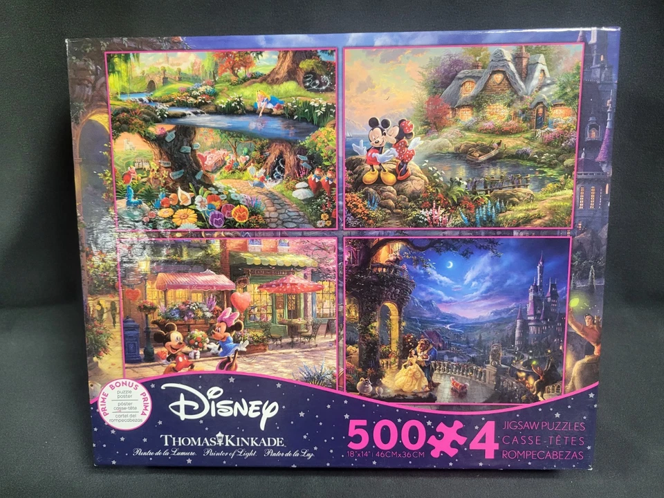 Lot of 3 Disney Thomas Kinkade 4 in 1 Puzzles New 3669-1 3666-1 & 3663-1 *READ* - Image 2 of 4