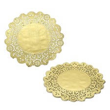 Paper Doilies, Round Lace Paper Placemats, 10.5" & 50 Pack & Gold